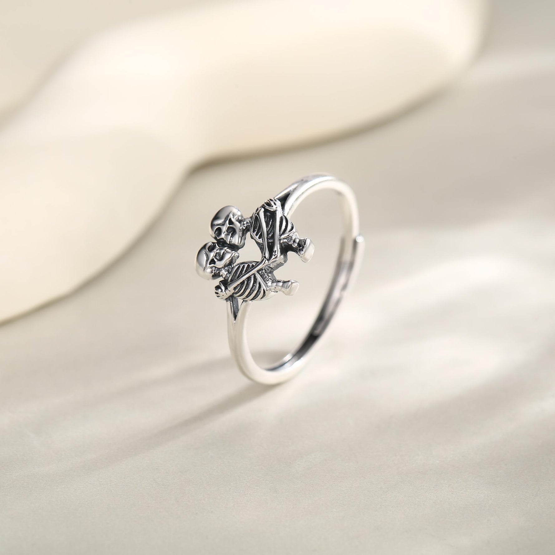 Sterling Silver Hugging Skeleton Ring