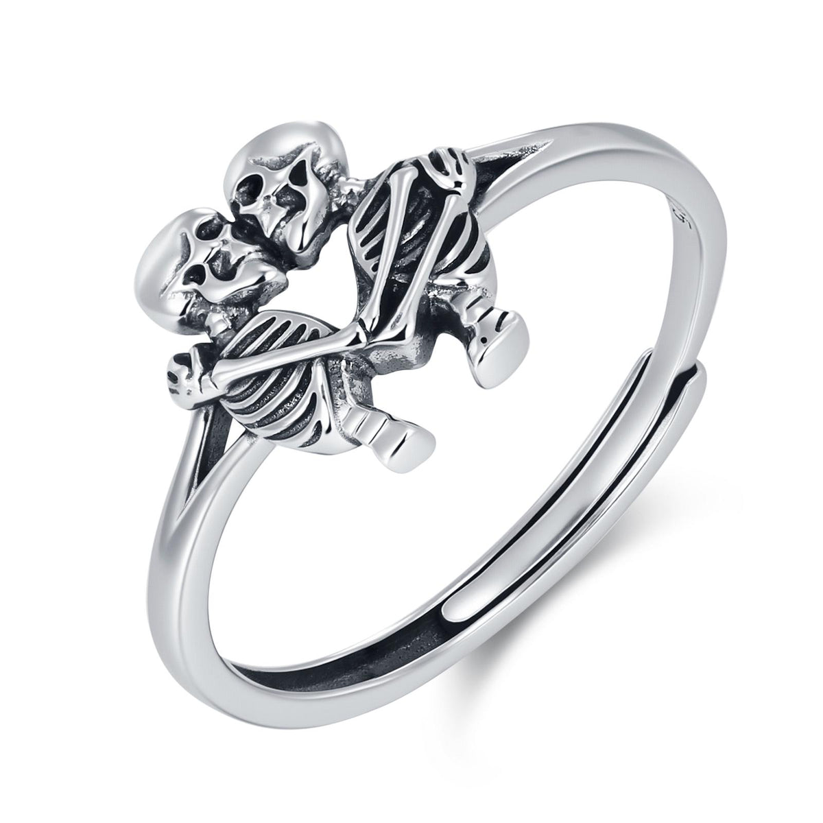 Sterling Silver Hugging Skeleton Ring