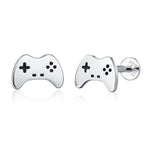Sterling Silver Game Controller 16G Flat Back Labret Earrings