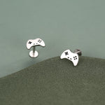 Sterling Silver Game Controller 16G Flat Back Labret Earrings
