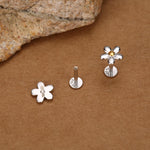Sterling Silver Daisy 16G Internally Threaded Flat Back Earrings