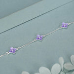 Sterling Silver Purple Enamel Hydrangea Flower Bracelet