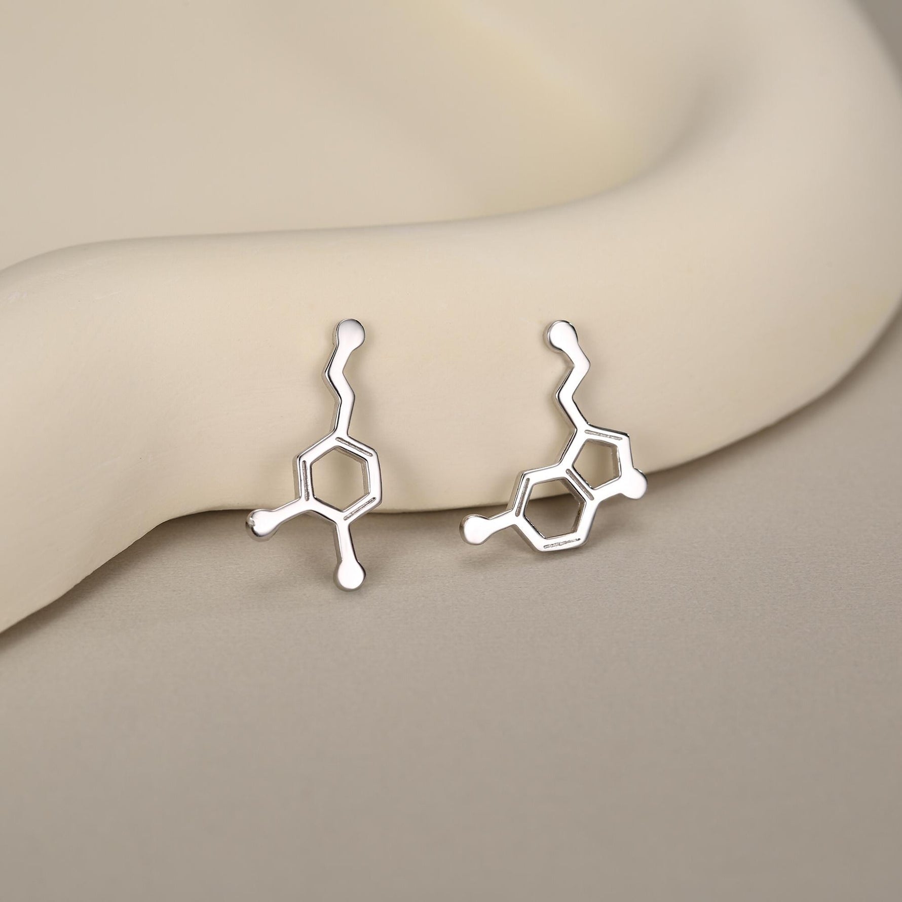 Sterling Silver Molecule Mismatched Hoop Earrings