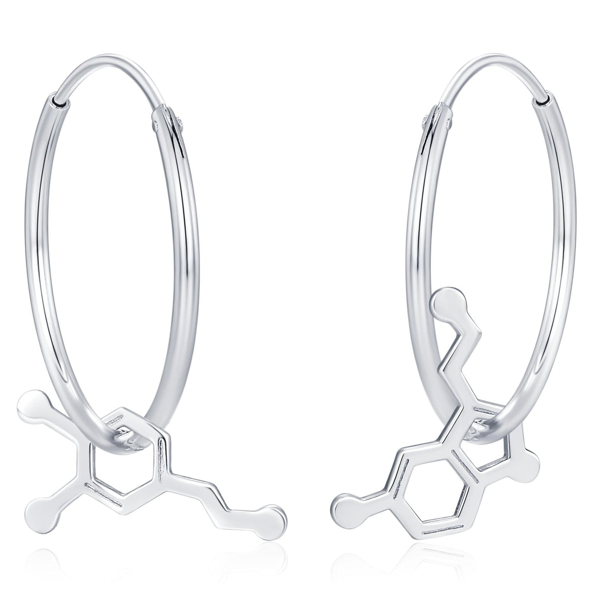 Sterling Silver Molecule Mismatched Hoop Earrings