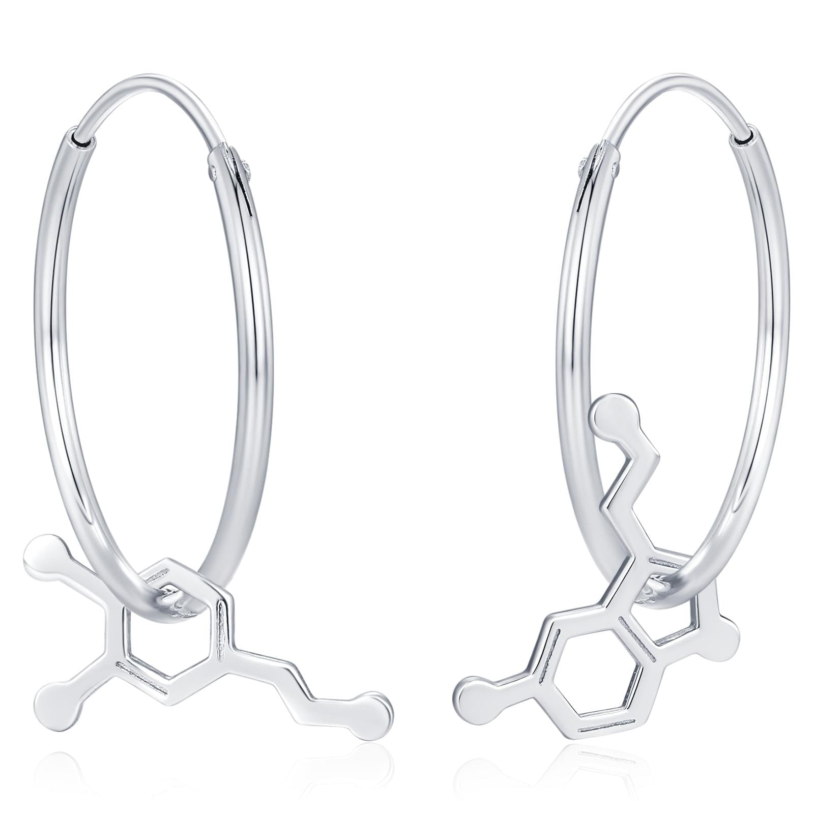 Sterling Silver Molecule Mismatched Hoop Earrings