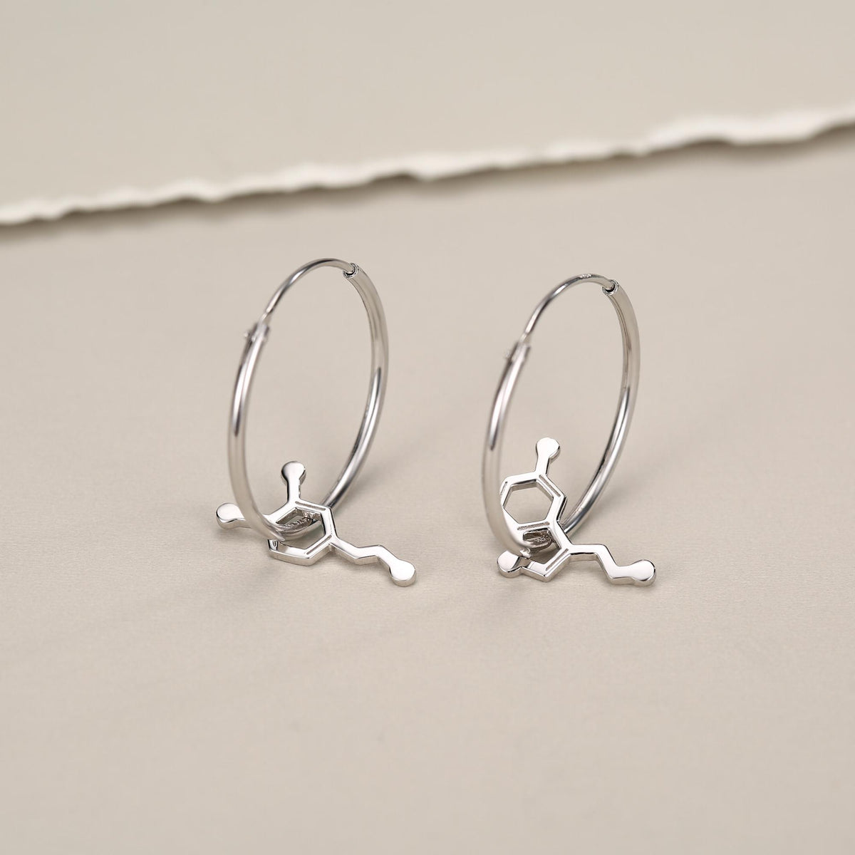 Sterling Silver Molecule Mismatched Hoop Earrings