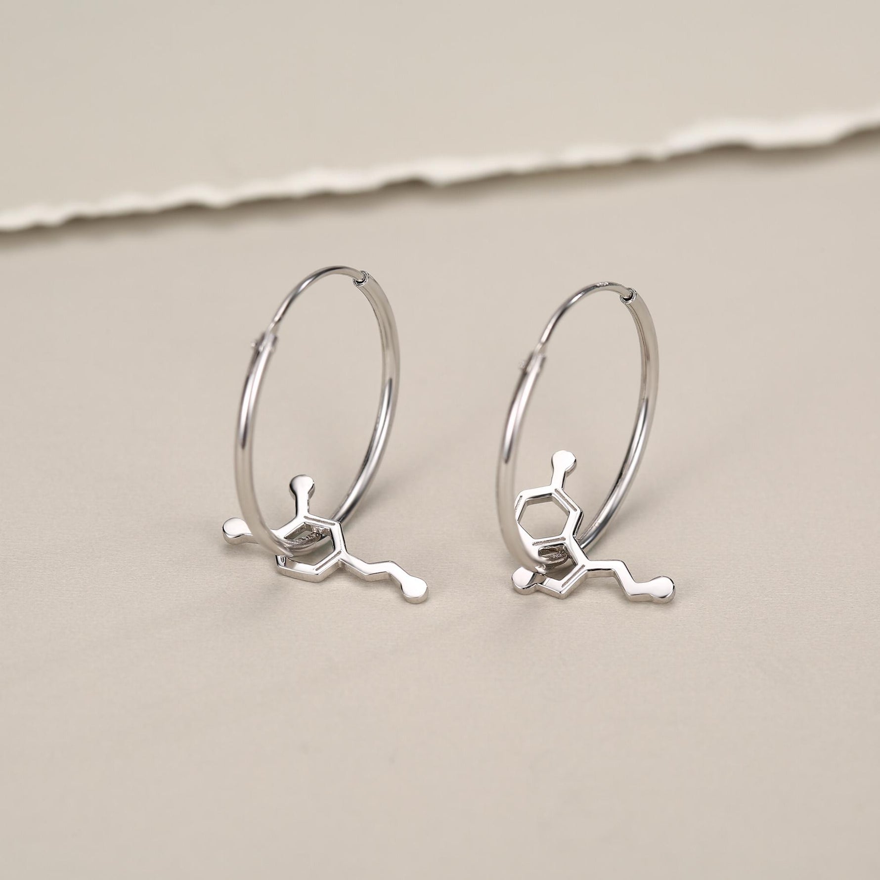 Sterling Silver Molecule Mismatched Hoop Earrings