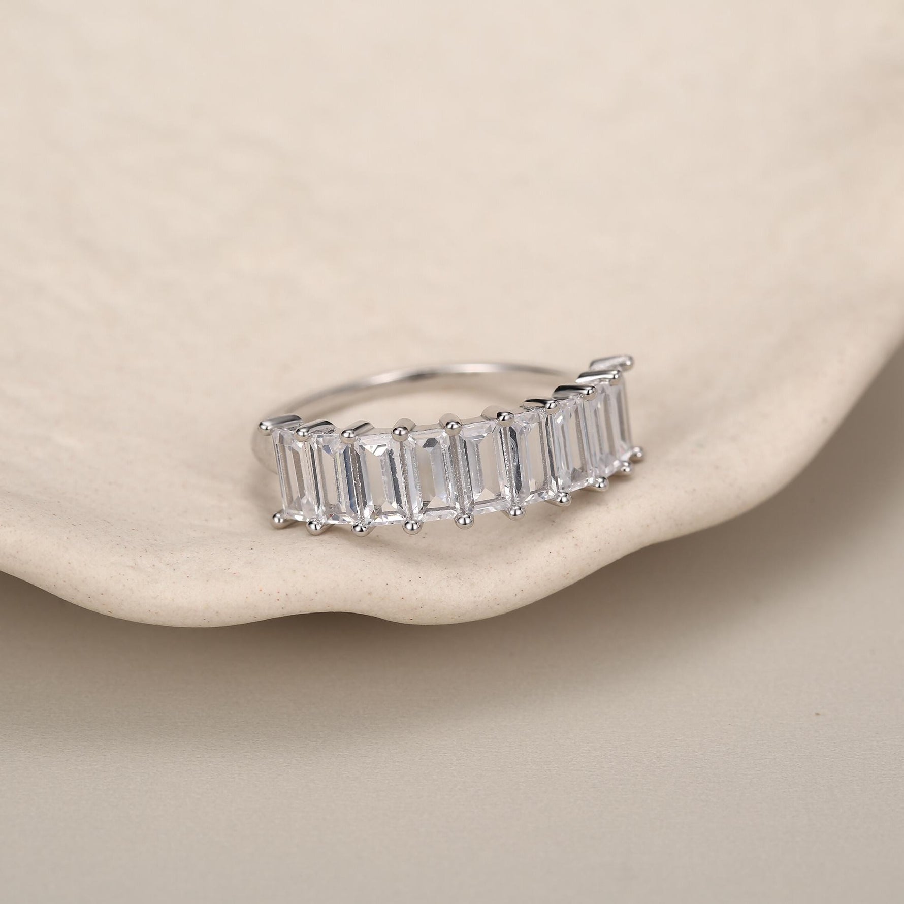 Sterling Silver Baguette CZ Eternity Ring