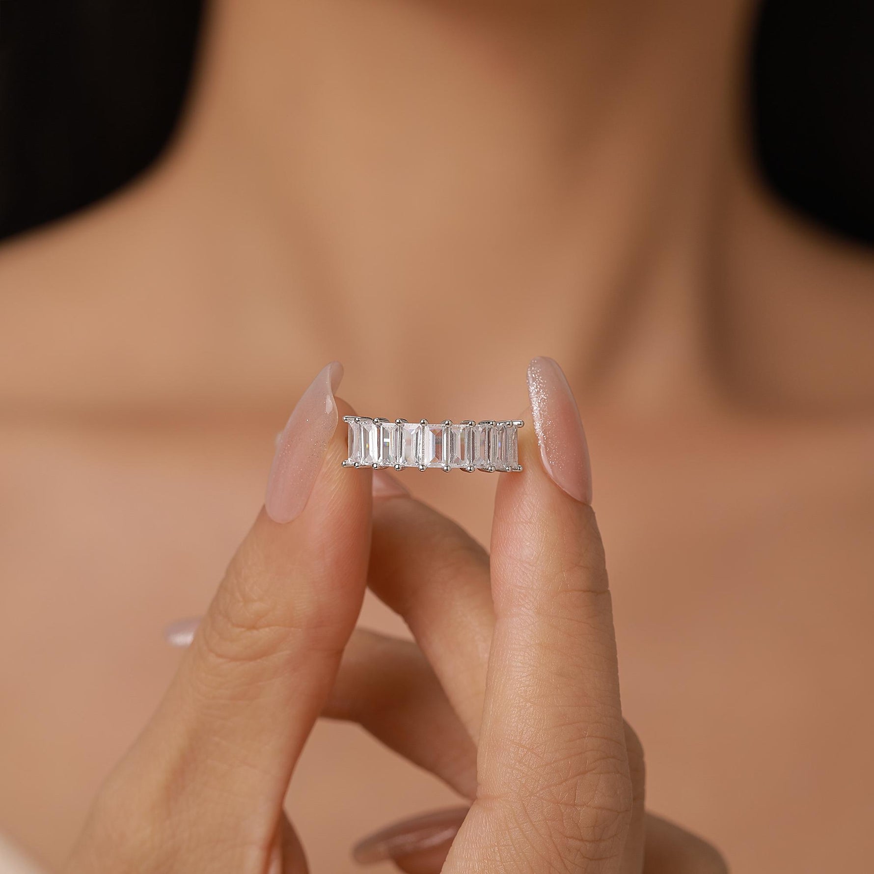 Sterling Silver Baguette CZ Eternity Ring