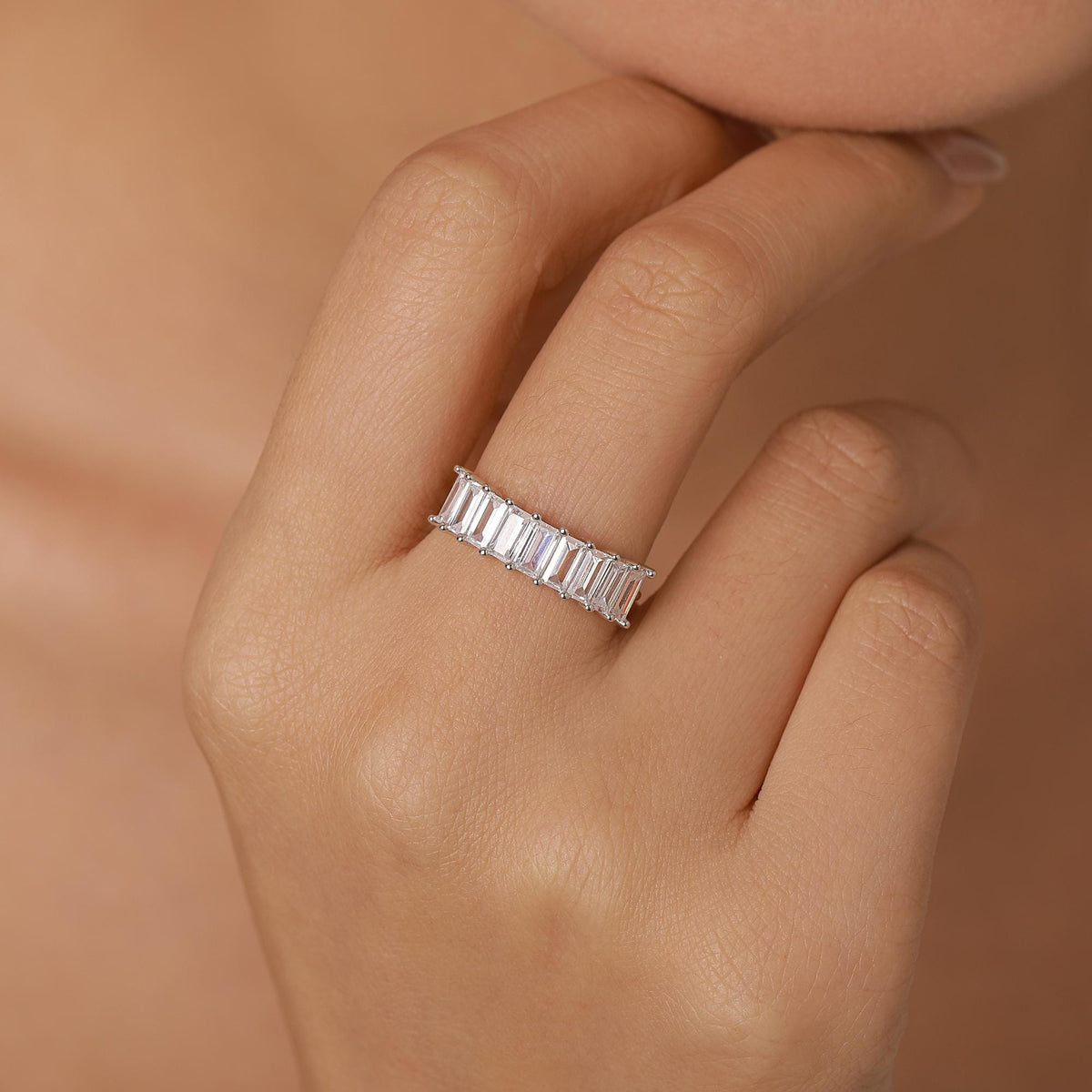 Sterling Silver Baguette CZ Eternity Ring