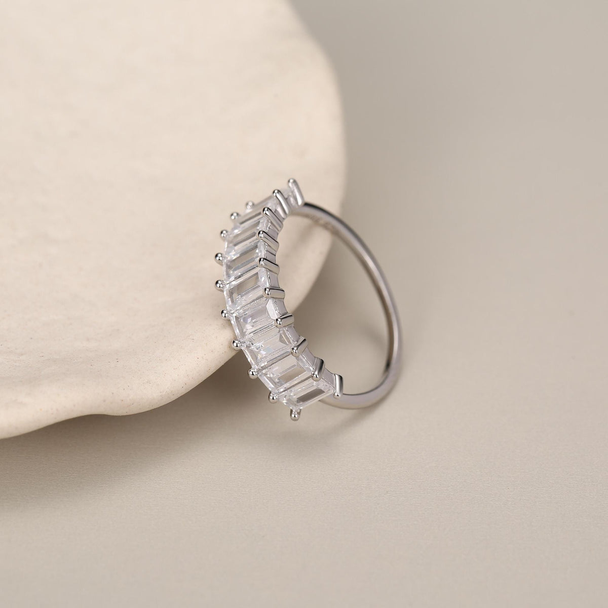 Sterling Silver Baguette CZ Eternity Ring