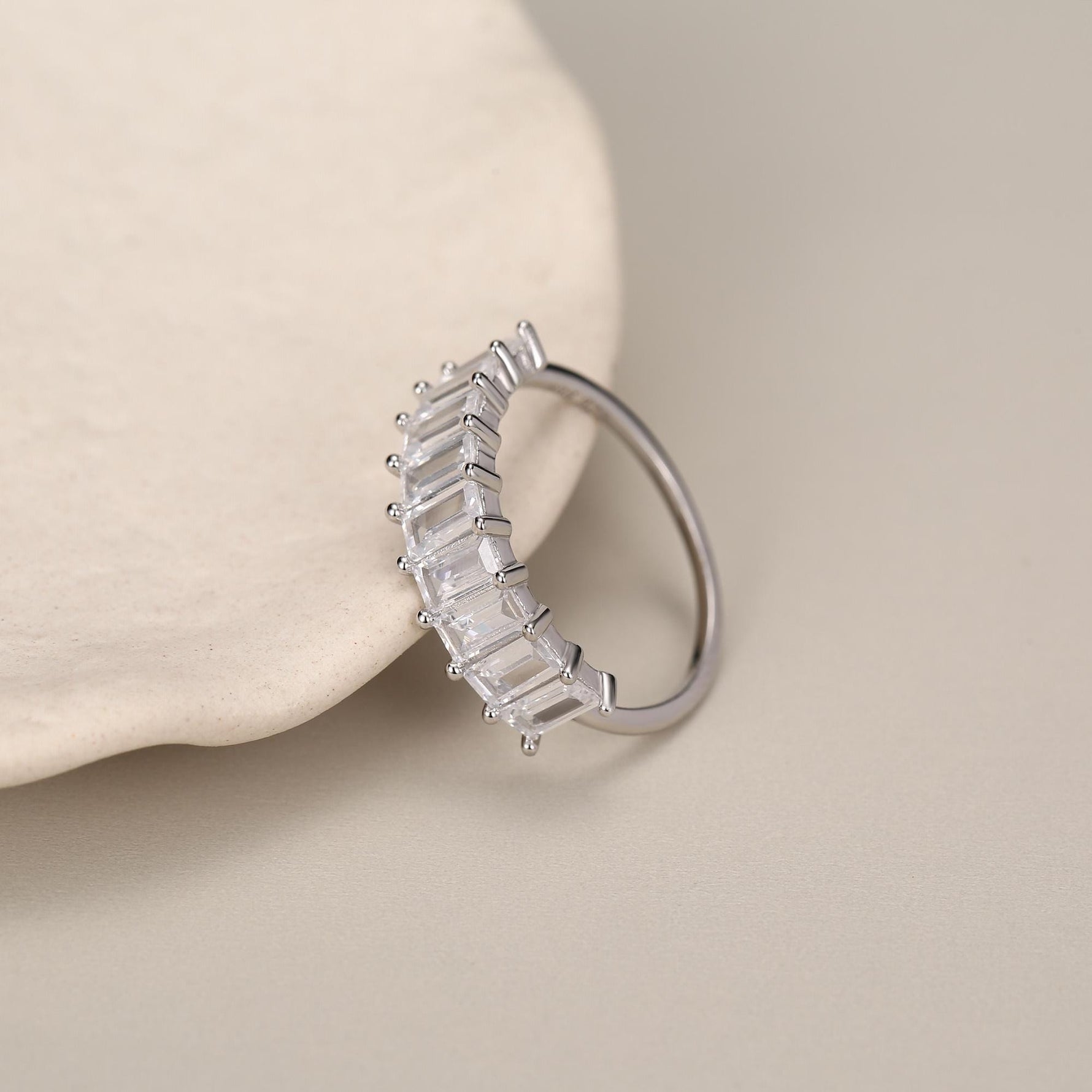 Sterling Silver Baguette CZ Eternity Ring
