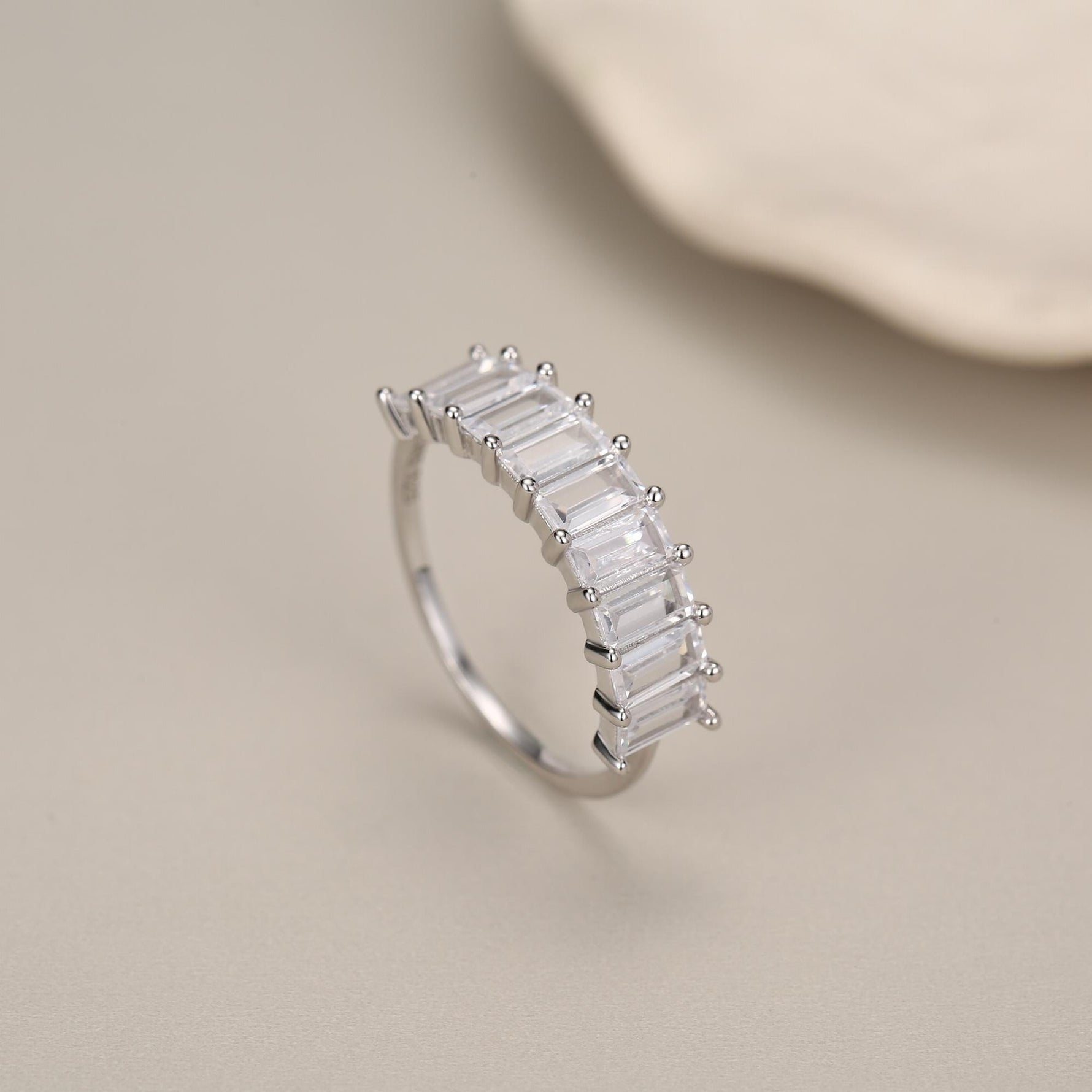 Sterling Silver Baguette CZ Eternity Ring