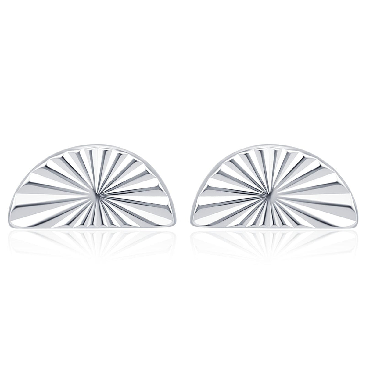 Sterling Silver Sunburst Half Moon Stud Earrings