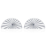 Sterling Silver Sunburst Half Moon Stud Earrings