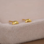 Sterling Silver Sunburst Half Moon Stud Earrings