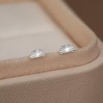 Sterling Silver Sunburst Half Moon Stud Earrings