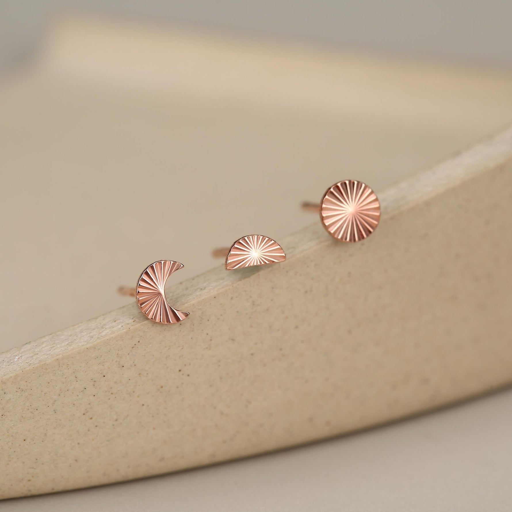 Sterling Silver Sunburst Moon and Sun Mismatch Stud Earrings