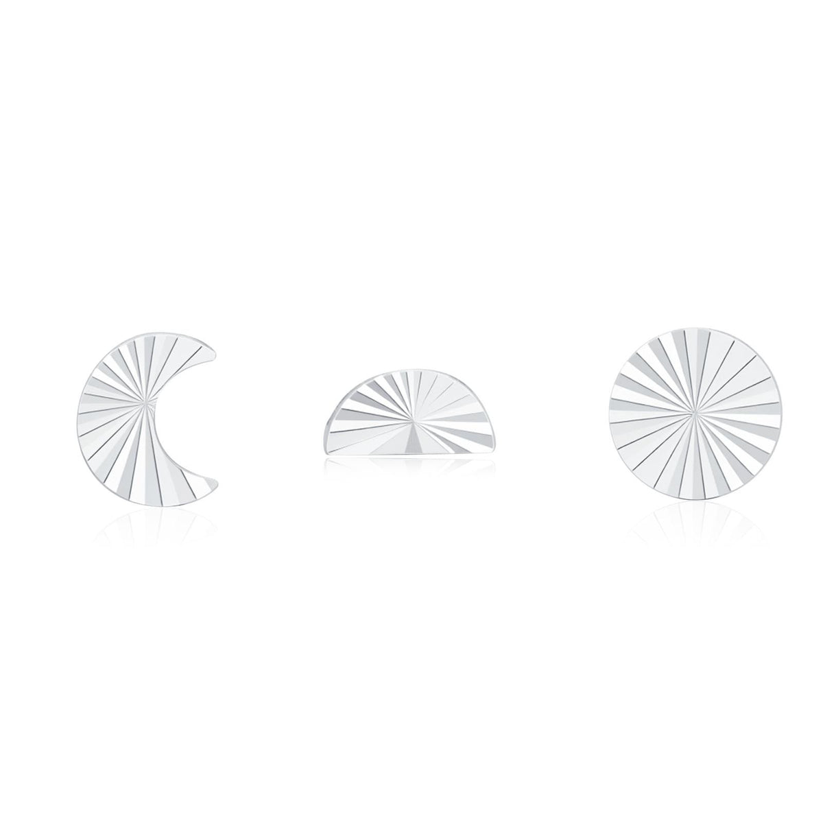 Sterling Silver Sunburst Moon Sun 16G Internally Threaded Flat Back Labret Earrings