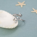 Sterling Silver Manta Ray and Whale Shark Adjustable Ring