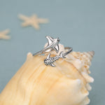 Sterling Silver Manta Ray and Whale Shark Adjustable Ring