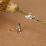 Sterling Silver Enamel Rosy Maple Moth Stud Earrings