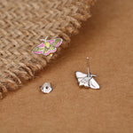 Sterling Silver Enamel Rosy Maple Moth Stud Earrings