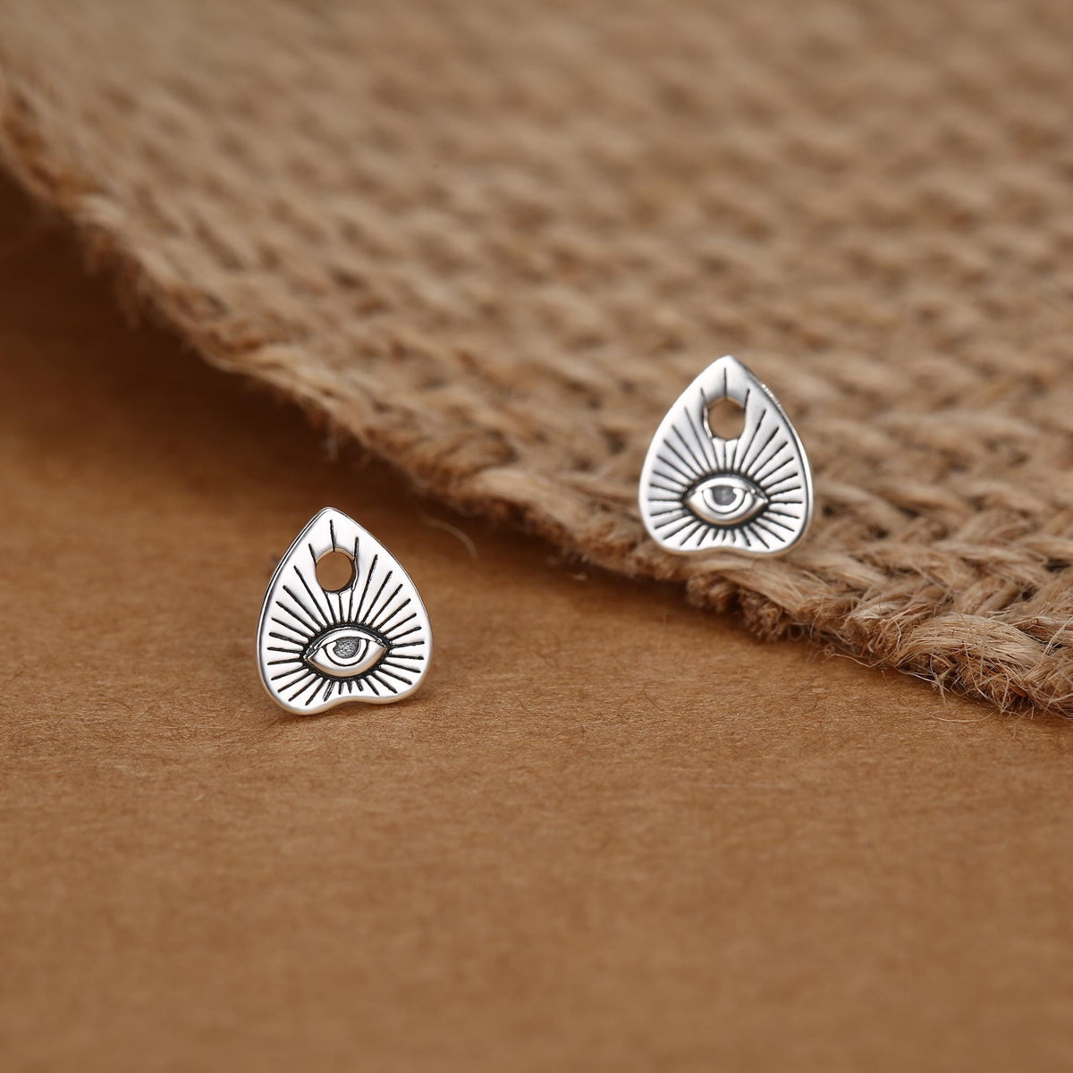 Sterling Silver Ouija Planchette Stud Earrings