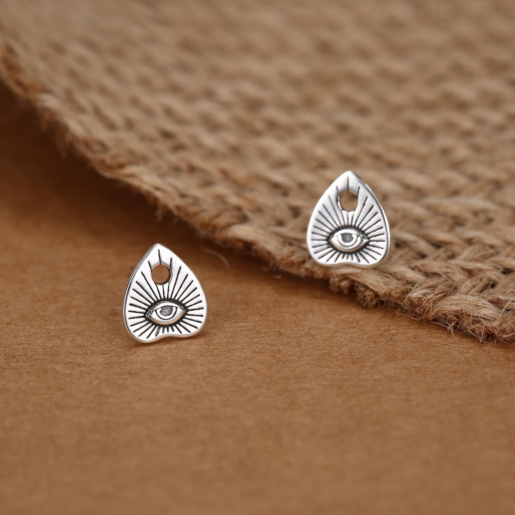 Sterling Silver Ouija Planchette Stud Earrings