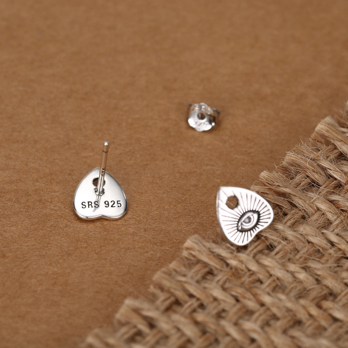 Sterling Silver Ouija Planchette Stud Earrings