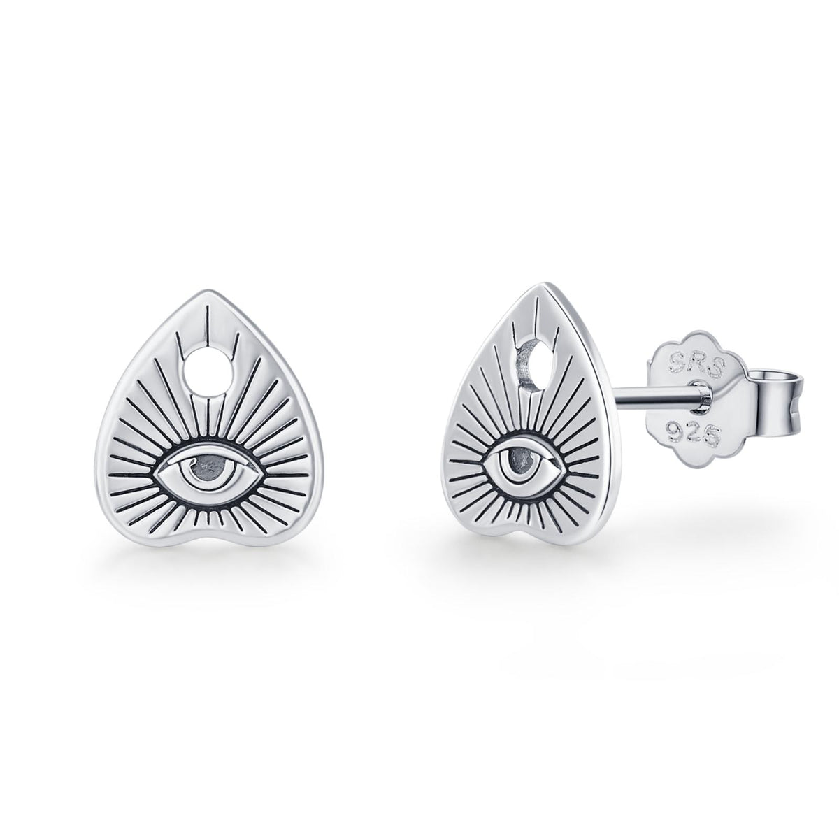Sterling Silver Ouija Planchette Stud Earrings