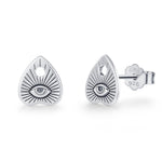 Sterling Silver Ouija Planchette Stud Earrings