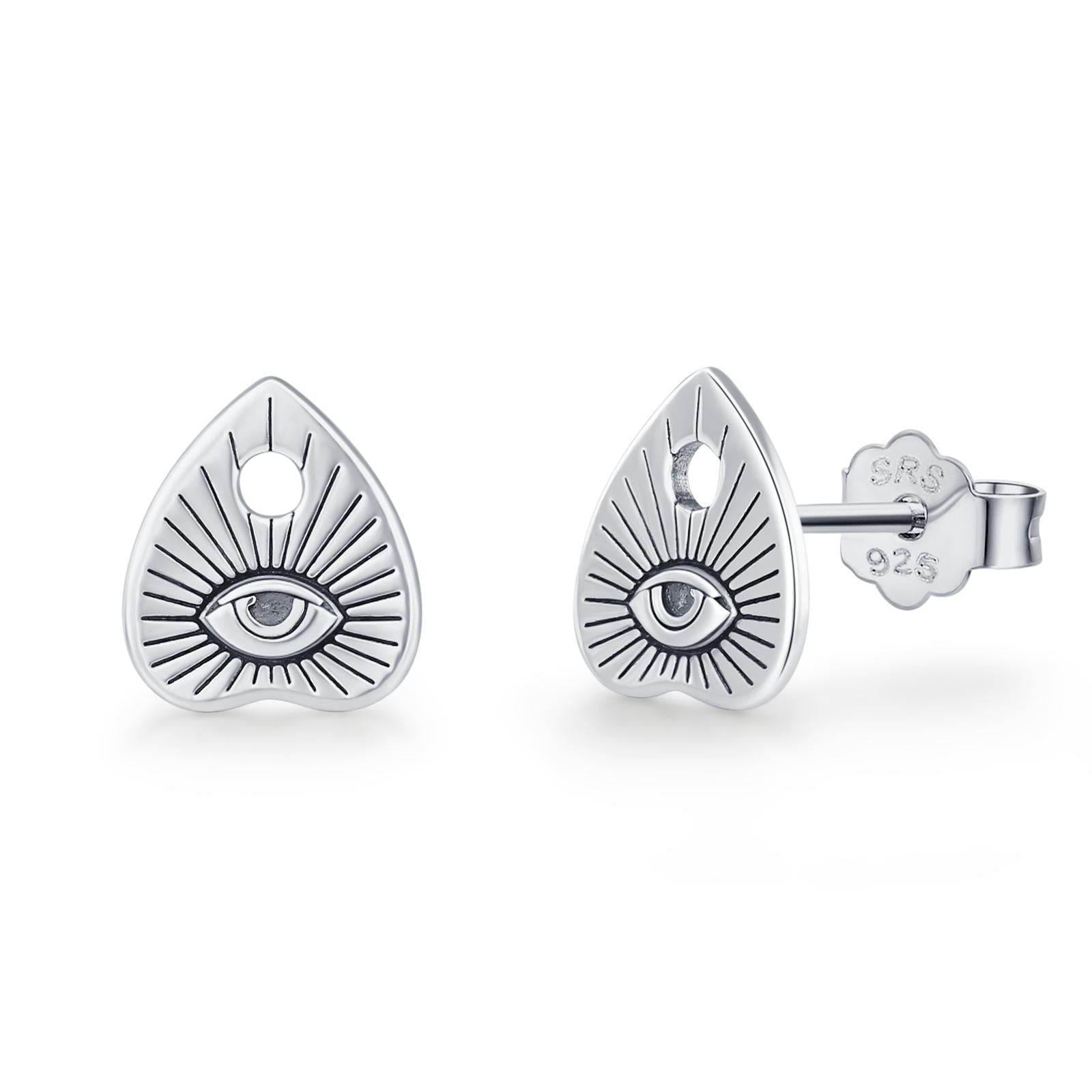 Sterling Silver Ouija Planchette Stud Earrings