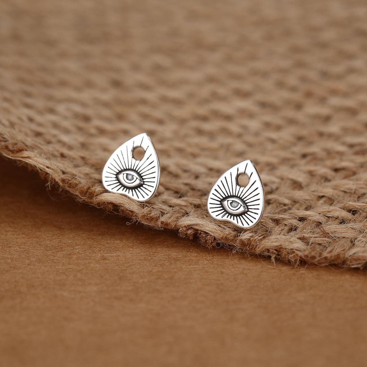 Sterling Silver Ouija Planchette Stud Earrings