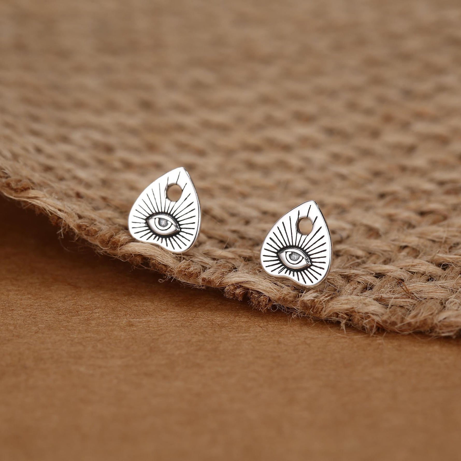 Sterling Silver Ouija Planchette Stud Earrings