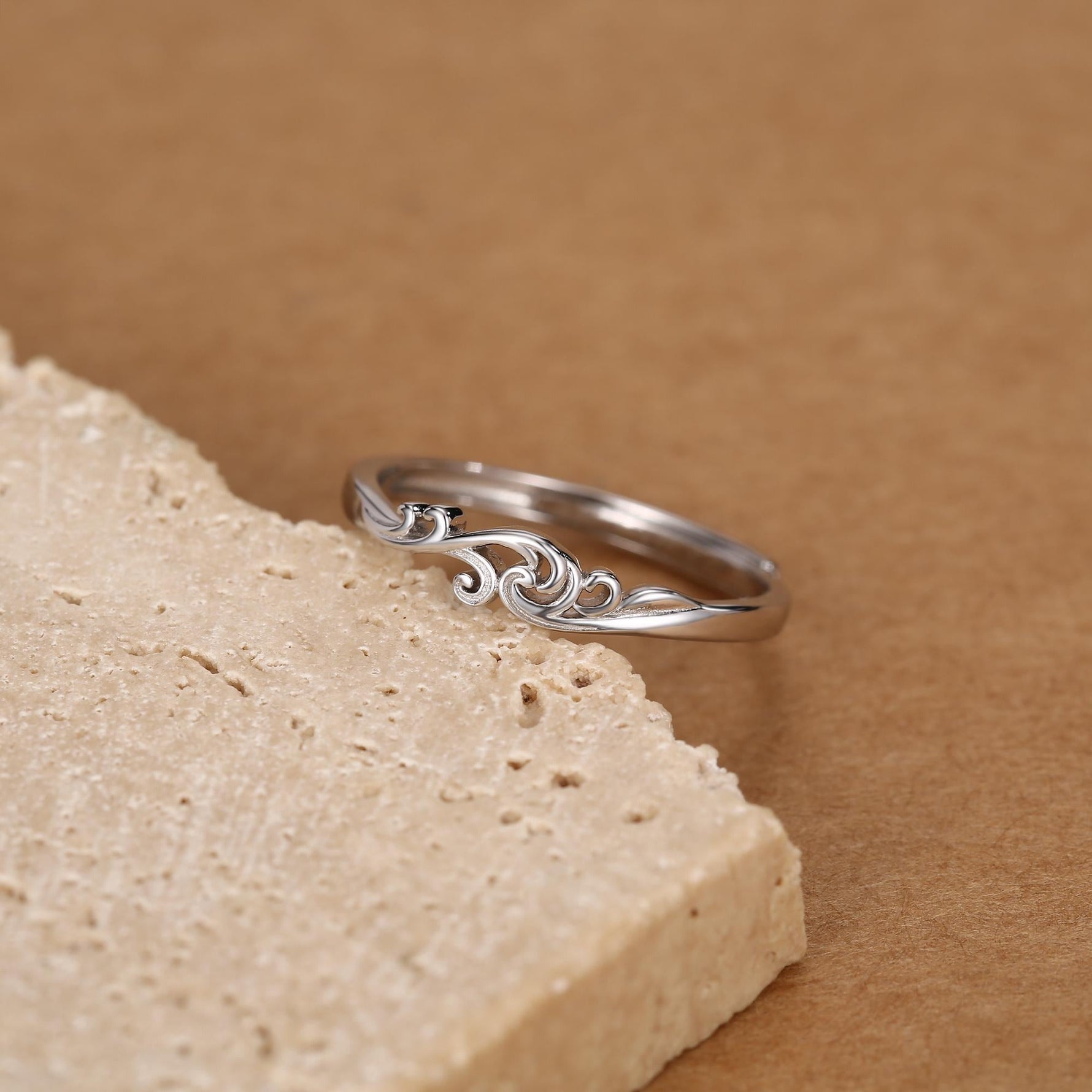 Sterling Silver Wave Adjustable Ring