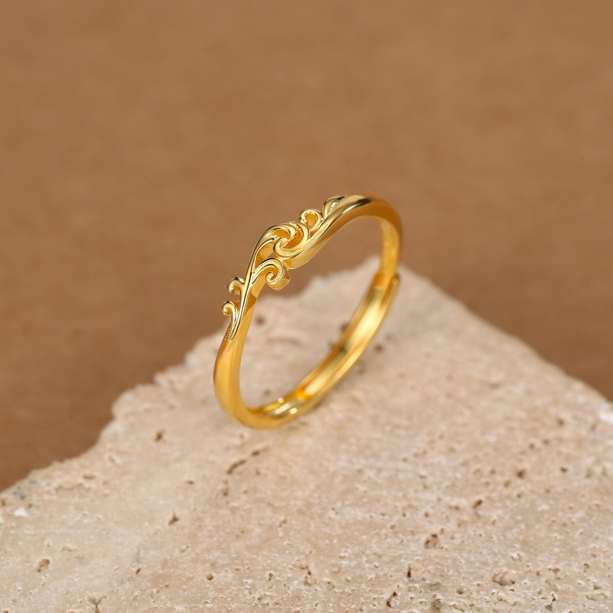 Sterling Silver Wave Adjustable Ring