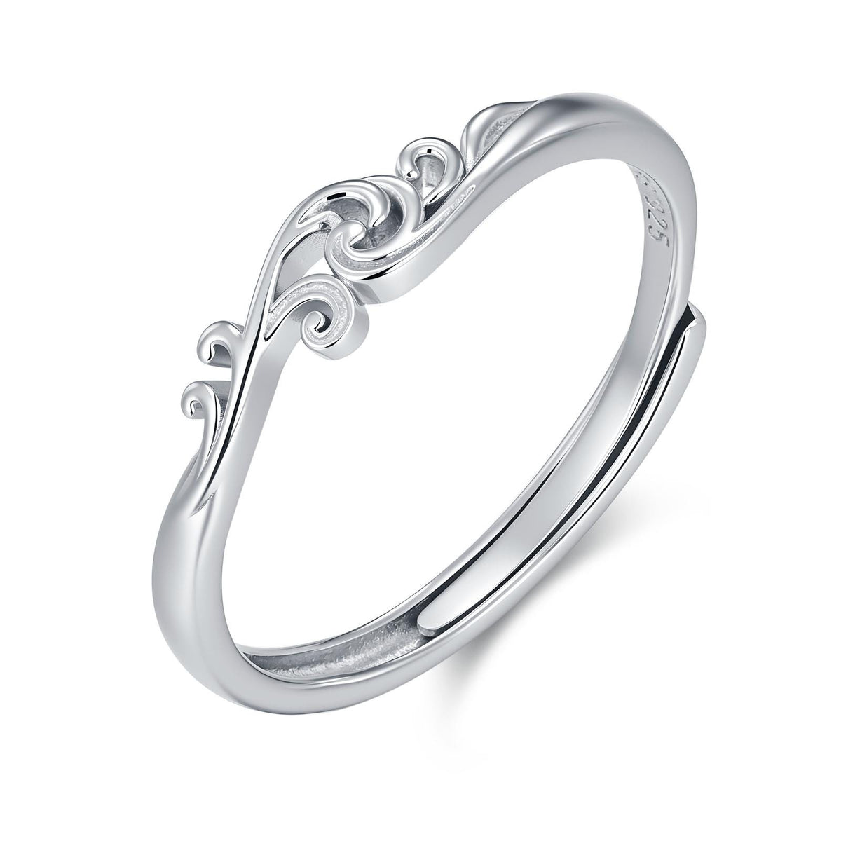 Sterling Silver Wave Adjustable Ring
