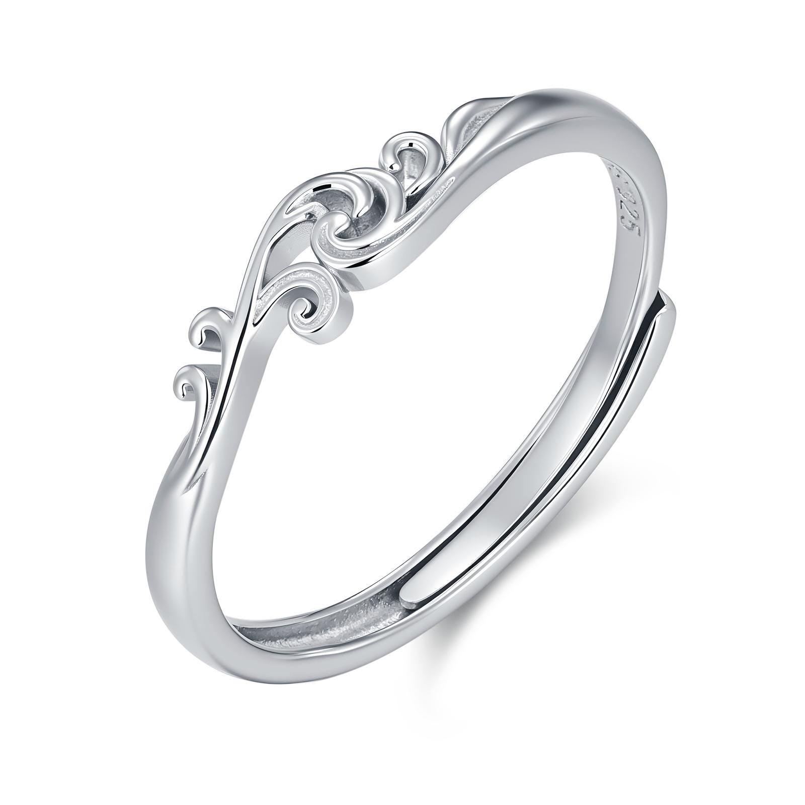 Sterling Silver Wave Adjustable Ring