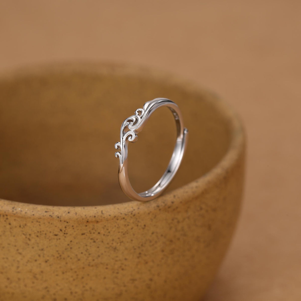 Sterling Silver Wave Adjustable Ring