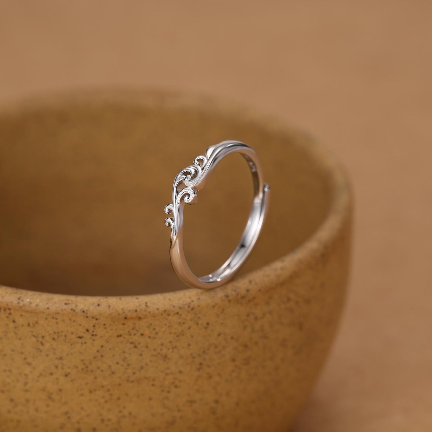 Sterling Silver Wave Adjustable Ring