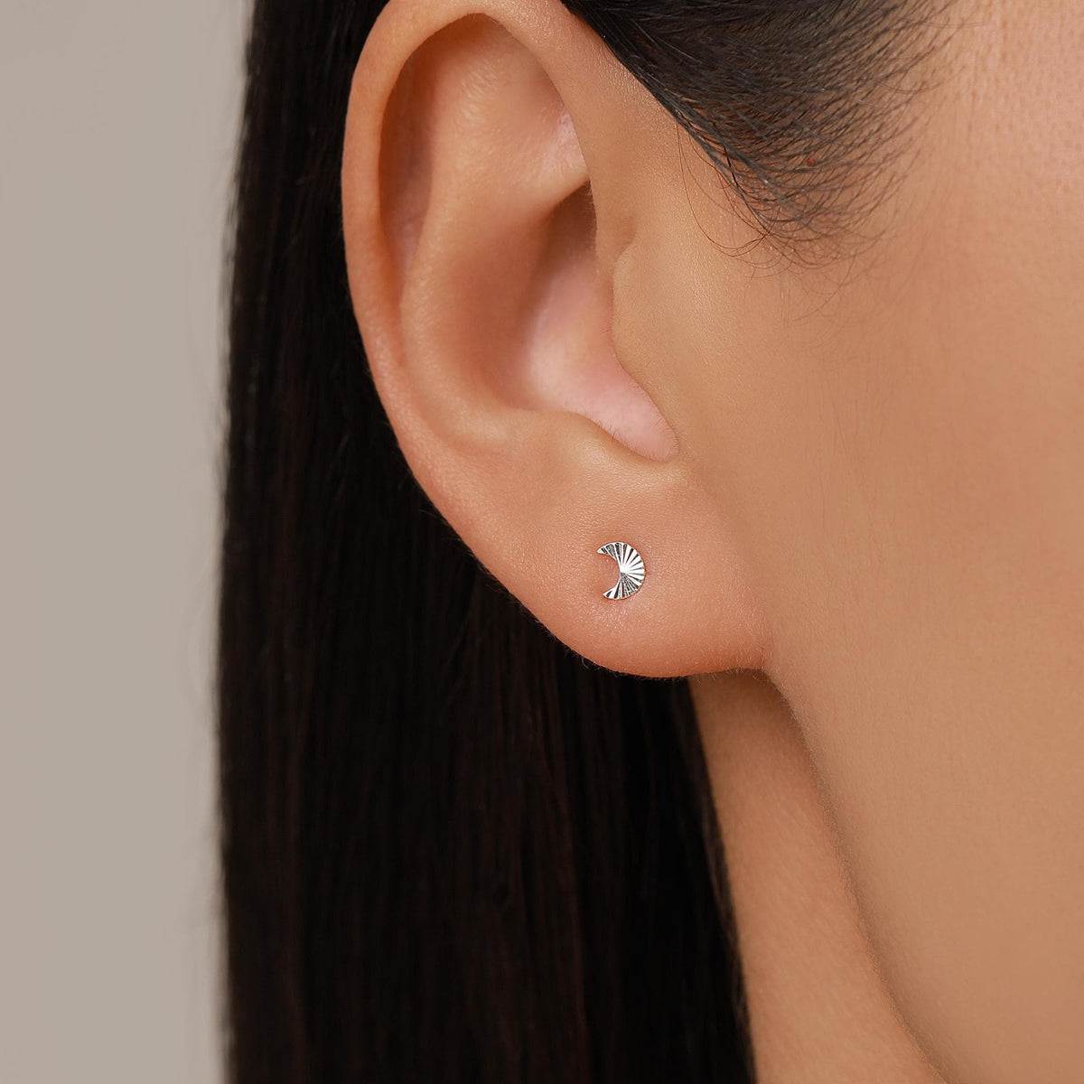 Sterling Silver Mismatched Moon and Star Stud Earrings
