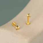 Sterling Silver Mismatched Moon Star 16G Flat Back Earrings