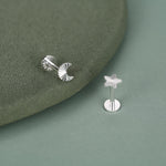 Sterling Silver Mismatched Moon Star 16G Flat Back Earrings