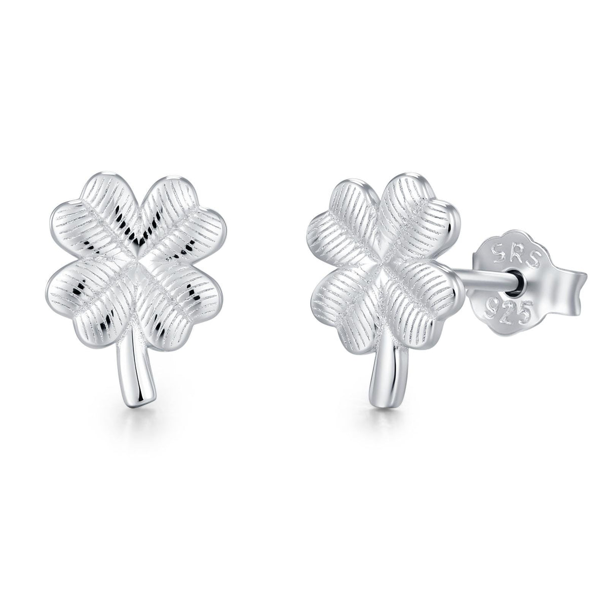 Sterling Silver Four Leaf Clover Stud Earrings