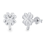 Sterling Silver Four Leaf Clover Stud Earrings