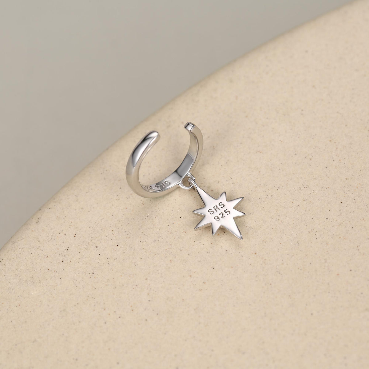 Sterling Silver Dangle Starburst Ear Cuff