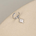 Sterling Silver Dangle Starburst Ear Cuff
