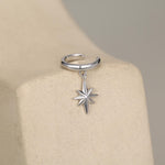 Sterling Silver Dangle Starburst Ear Cuff