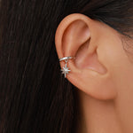 Sterling Silver Dangle Starburst Ear Cuff